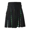 Men's Pants Male Black Denim Irish Tartan Modern Kilt Skirts 2022 Men's Scottish Plaid Print Festive Skirt Check Contrast Pleated