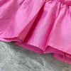 Roupas de alta qualidade meninas vestido de verão manga curta cor combinando vestido de princesa novo vestido de algodão de emenda