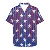 Mäns casual skjortor Forudesigns American Flag Print Fashion Hawaiian Men skjorta 4 juli Cool Slå ner krage kort ärm sommarparad