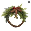 Flores decorativas Corona de mimbre de Navidad Ramas naturales de pino Conos de pino para suministros de bricolaje Decoración de la puerta del hogar X9A0