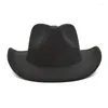 Bérets Noir Cowboy Fedora Chapeaux Motif Jazz Chapeau Avec Bord Roulé Western Feutre Femmes Vintage Panama En Gros