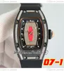 07-01 Black Ceramic Miyota Automatic Ladies Watch Womens Watches Two Tone Rose Gold Diamonds Bezel Red Skeleton Dial Rubber Strap Super Edition 5 Styles Puretime B2