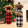 Bouteilles de vins de noël couverture vin Champagne Plaid bouteille sac pour fête maison fêtes décorations de noël fournitures