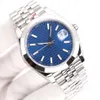 Luxury Gold Dial 41mm Designer Watch Rostfritt stål 904L Automatisk mekanisk skrapbeständig blå kristallförstorande kalenderkvalitet Montre de Luxe