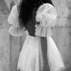 Платья для вечеринок Короткие свадебные платья с V-образным вырезом и половиной рукавов Жемчуг Цветы Мини-невеста Сексуальные вечерние платья с открытой спиной Illusion 221110