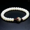 Brin bouddhisme tibétain Lotus charme perles en bois Bracelet extensible pour les femmes Yoga méditation Chakra Tagua écrou bijoux