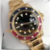 3 Style Mens Automatic Watches With Box Men's 40mm Black Bial Yellow Gold Blue Red Rubies Bezel Diamond Mechanical bracelet Watch Men Wristwatches