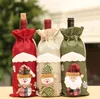 Creative Cartoon Christmas Decorations for Home Burlap Embroidery Angel Old Man Wine Bottle Cover Set Christmas champagne coat clothes Gift Bag Santa Sack