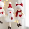 Décorations de Noël en peluche tissu de poupée Santa Claus Snowman Elk suspendu pendant joyeux pour la maison Ornements de Noël Noel