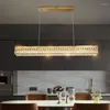 Lustres Lustre LED de luxe pour salle à manger moderne décor à la maison Rectangle or Cristal lumière cuisine île Cristal lampe suspendue