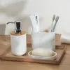 Banyo Aksesuar Set Diş Fırçası Tutucu Modern Ev Oda Tedarik Duş Jel Yemeği Bambu Sabun Dispenser Raf Kupası Banyo Aksesuarları