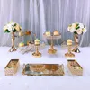 Ustensiles de cuisson 9 pièces cristal gâteau support ensemble métal miroir Cupcake décorations Dessert piédestal fête de mariage présentoir plateau