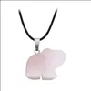 Hänge halsband mode natursten chakra snidad elefant hänge rose kvarts reiki helande kristall chakras halsband för kvinnor dh20y