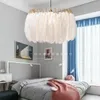 Lampes suspendues Moderne Simplicité LED Lumières Plume Blanche Romantique Lampe À Accrocher Pour Chambre Chambre D'enfants Déco Suspension Luminaire