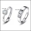 Couple Rings J152 S925 Sterling Sier Couple Anneaux Avec Diamant Mode Simple Zircon Paire Bague Bijoux Saint Valentin Cadeau Dropship2 Dhqa2