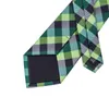 Bow Ties 2022 Fashion Green Black And White Plaid Tie Hanky Cufflinks Silk Necktie For Men Formal Business Wedding Party C-406