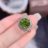 Wedding Rings 2022 Platinum Plated Opening Adjustable Silver Color Lace Ring Imitation Natural Olivine Square Zircon Female Jewelry Gift