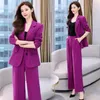 Women's Two Piece Pants Women's 2022 Autumn Professional Wear Korean Elegant Fashion Suit Jacket Wide-leg Two-piece Female Casual