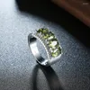 Anéis de casamento anel de noivado jóias de moda verde cubic zirconia Silver Color Color para mulheres tamanho 6 7 8 9 AR2033