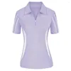 여성용 폴로 JS 여성 골프 셔츠 지퍼 수분 위킹 테니스 짧은 슬리브 슬림 핏 스포츠 액티브 탑 활동웨어