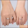 Parringar J152 S925 Sterling Sier -parringar med diamantmode Simple Zircon Pair Ring Jewelry Valentines Day Gift Dropship2 DHQA2