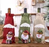 Creative Cartoon Christmas Decorations for Home Burlap Embroidery Angel Old Man Wine Bottle Cover Set Christmas champagne coat clothes Gift Bag Santa Sack