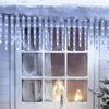 Strings Christmas Icicle Lights 20 Tube Connectable Crystal Ice String Meteor Shower Rain Light For Eave Window Holiday Outdoor