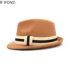 Wide Brim Hats Bucket Fall Winter Warm Wool Trilby Men Women Retro Jazz Fedora Outdoor Party Travel Felt 221110