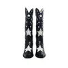 Boots Size 43 Pointed Toe Black Star Women's British Style Western Cowboy Boots 2022 Colorblock Straight BootsG221111