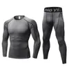 Lauf-Sets Männer Sport Anzug Sweatsuit Stretch Schnell Trocken Legging Sweatpant Sweatshirt Trainings Workout Jogger Gym Set Sportswear