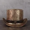 Bérets 3 tailles femmes hommes haut en cuir chapeau président Lday Fedora magique plat Steampunk Cosplay porc tarte fête casquettes dropshipping 13CM