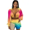 Survêtements femme LFRVZ 2022 S haut de gamme chemise quotidienne chemise courte à manches longues ensemble pantalon court 1 pièce haut de Bikini femmes minces 3