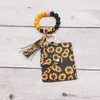 Portable Wallet Wrist Keychain Silicone Beaded Keychain Tassel Card Bag Pendant Bracelet