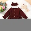 Girl's Dresses Autumn Winter born Baby Girls Corduroy Lace Knee-length Dress Clothes Long Sleeve Children Kids 2 3 Year 6 9 12 18 Month 221110