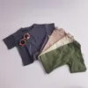 2pcs Conjuntos de roupas para crianças Fatos de treino Verão Sólidos Crianças Shorts Conjunto de T-shirts Criança Menino Roupas Fatos Menina Roupas Bebé