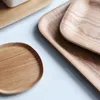 Plates FANCITYSaucer Wooden Salad Plate Tea Fruit Japanese Rectangle Home Living Room Set