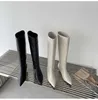 Botas sexis para mujer, zapatos de mujer, nuevo producto, invierno, sencillo, a la moda, versión coreana ancha, manga puntiaguda, tacón de gato de cuero suave alto