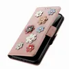 Fashion 3D Flower Leather Wallet Falls f￶r Samsung S23 Plus Ultra M13 4G X Cover 6 Pro A23E A14 5G A04S Stylt Floral Credit ID Card -kortplats Flip Cover Book Pouch Pouch