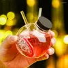 Bicchieri da vino 1 Set Bicchiere da cocktail rotondo con cannuccia Succo trasparente creativo Tazza da latte Tazze da caffè Tumbler Bottom Whisky