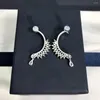 Brincos de argola Pandoo Moda Charm Sterling Silver Jóias originais Crescente Máquise Drop Presente de luxo para feminino