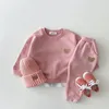 Kinder Kleidung Sets Kleinkindm￤dchen Kleidung Outfits Baby Boy Tracksuit niedlicher B￤renkopf Stickerei Sweatshirt und Hosen 2pcs Sportanzug Fashion p8uw#