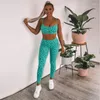 Tute da donna 2022 Set da due pezzi Abbigliamento sportivo da donna Tuta da fitness Stampa Crop Top Canotta Pantaloni sportivi Pantaloni estivi da donna Allenamento casual