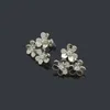 Charm stud earrings designer for womens luxury jewellery orecchini VC threeflowers three drill earrings four leaf flowers gold car251L