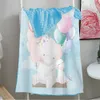 Fleece Throw Soft Plush Minky Baby Blanket Elephant Pattern Receiving Blankets for Boy Girl Toddlers Car Seat Cot 150x110cm - Blue