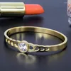 Bangle zomer holle ronde cirkels cz crystal for dames sieraden goud kleur titanium staal liefde groothandel