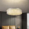 Lampadari Lampadario di cristallo rotondo LED Luci moderne brillanti Apparecchio Lampade a sospensione di lusso americane Illuminazione per interni domestici