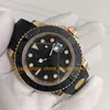 Zegarki mężczyzn z 18 -krotnie Rose Gold Zatrzymania Zegarki Męskie Black Dial 40 mm 904L Steel Ceramic Bezel Oysterflex V12 Mechanical Cal.3235 Automatyczne zegarek