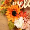Декоративные цветы искусственная гирлянда теплое желтая тыква подсолнечника с огнями Хэллоуин День Благодарения Осенний фермерский дом входная дверь
