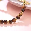 Bracelets de liaison Bohemia Perles en pierre naturelle 6 mm Tiger Eye Bracelet Yoga Bijoux fait ￠ la main Brangle Girls pour femmes Cadeaux 7,5 pouces Y994