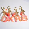 Keychains Colorful Strips Filling A-Z Letter Key Chains For Women Initials Resin Keyring With Tassel Bag Ornaments DIY Accessories Gifts
